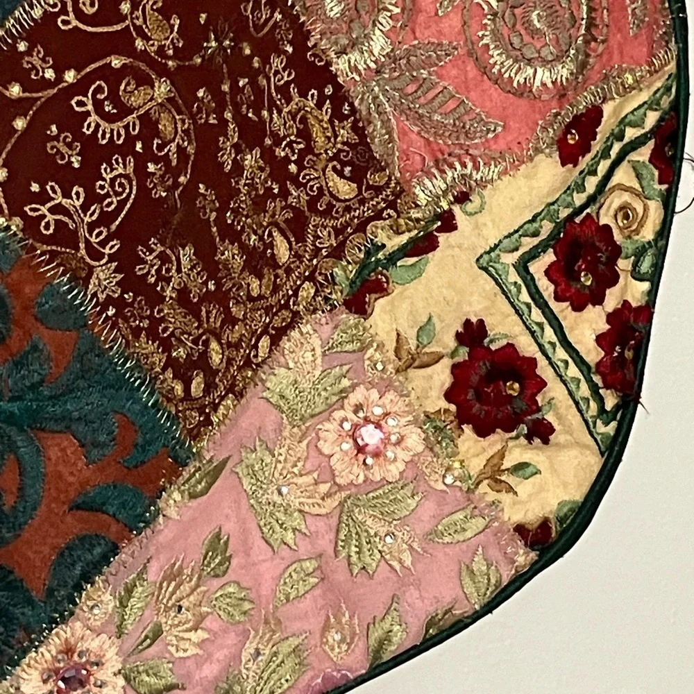 Bohemian patchwork sparkly silk quilted embroidered India shoulder bag metallic